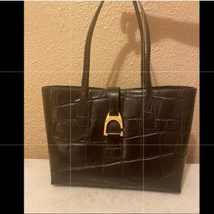 Dooney & Bourke Shannon Tote — Croco Embossed Leather Handbag in Espresso